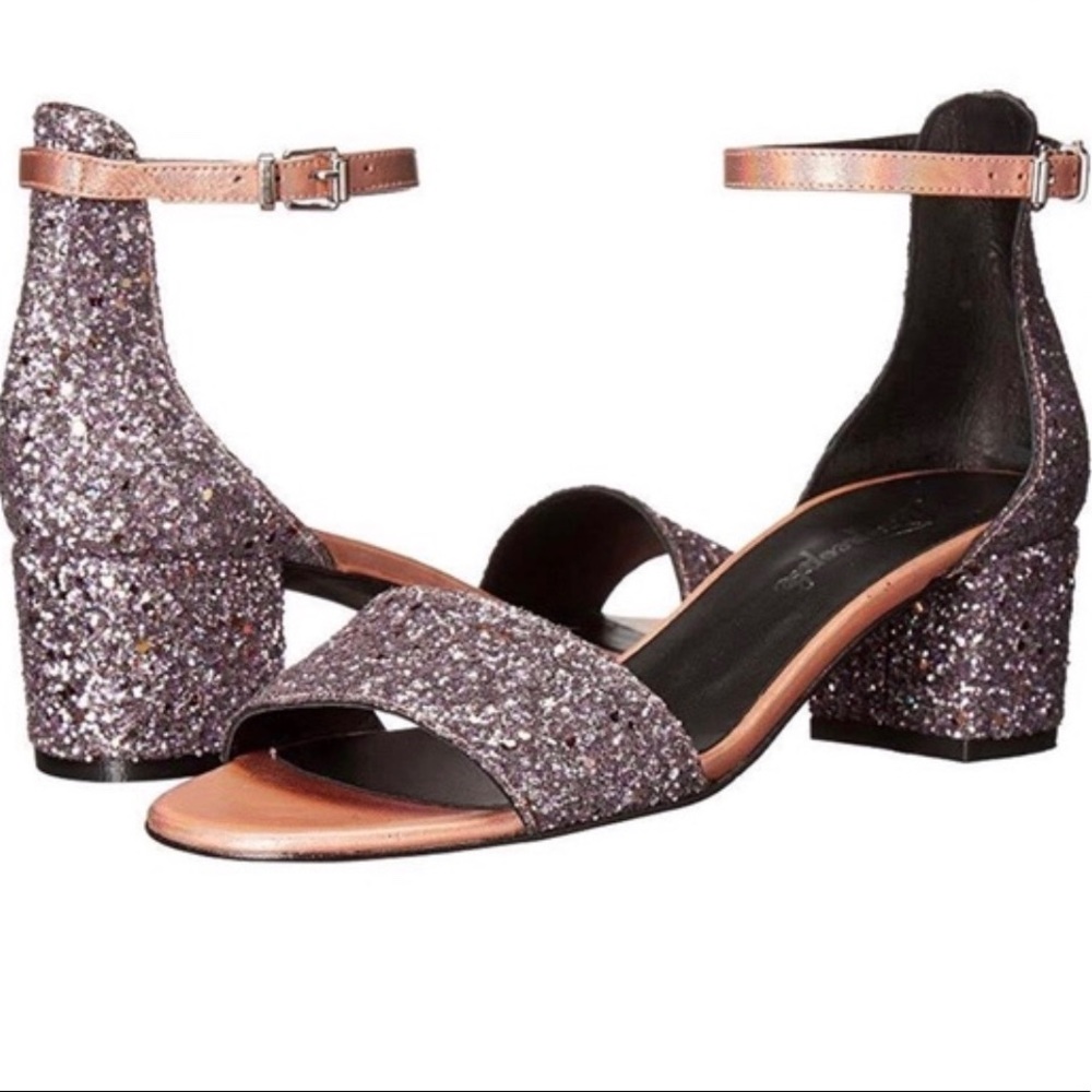 *PRICE LOWERED* Rose Gold Glitter Free People Marigold Block Heel